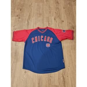 Stitches Embroidered Chicago Cubs Baseball Jersey Shirt XL Blue Red Pullover MLB